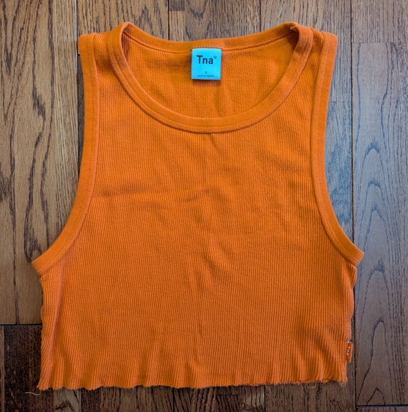 TNA Orange Ribbed Crop Top - Womens S - Picture 1 of 2